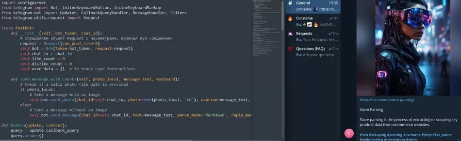 Telegram Bot to publish content with reactions.